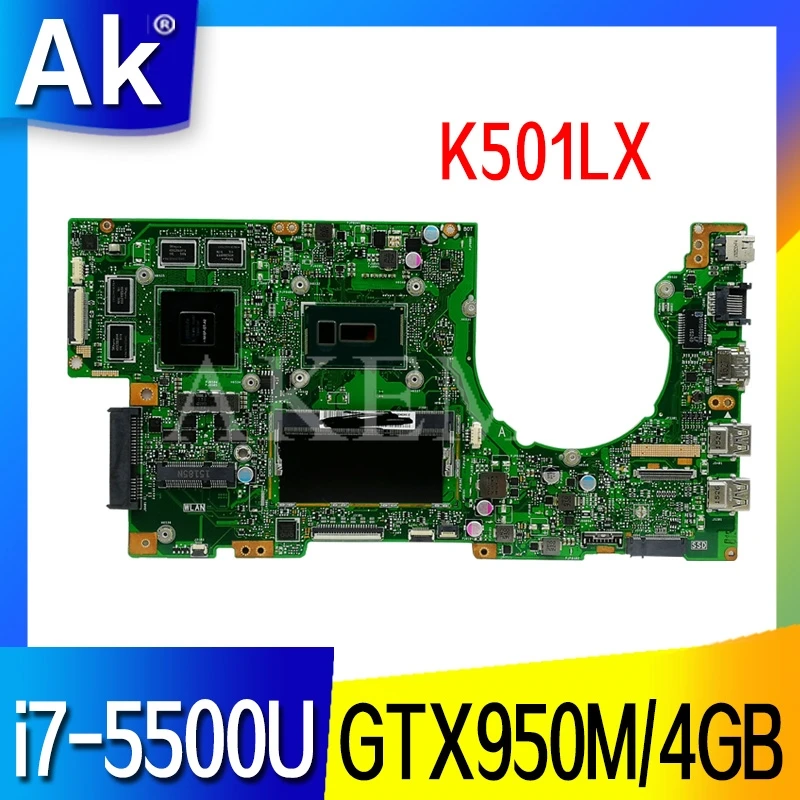 K501LX Laptop motherboard for ASUS K501LB original mainboard 4GB-RAM I7-5500U GTX950M 2GB/4GB | Компьютеры и офис