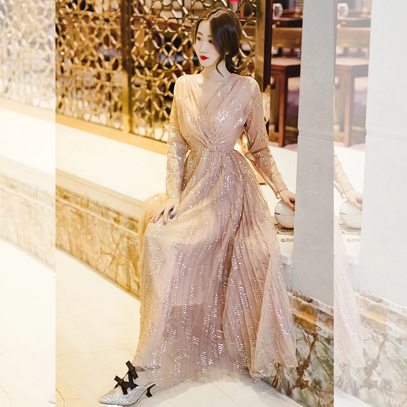 Весенне осеннее Сетчатое платье для женщин Элегантное Длинное Плиссированное