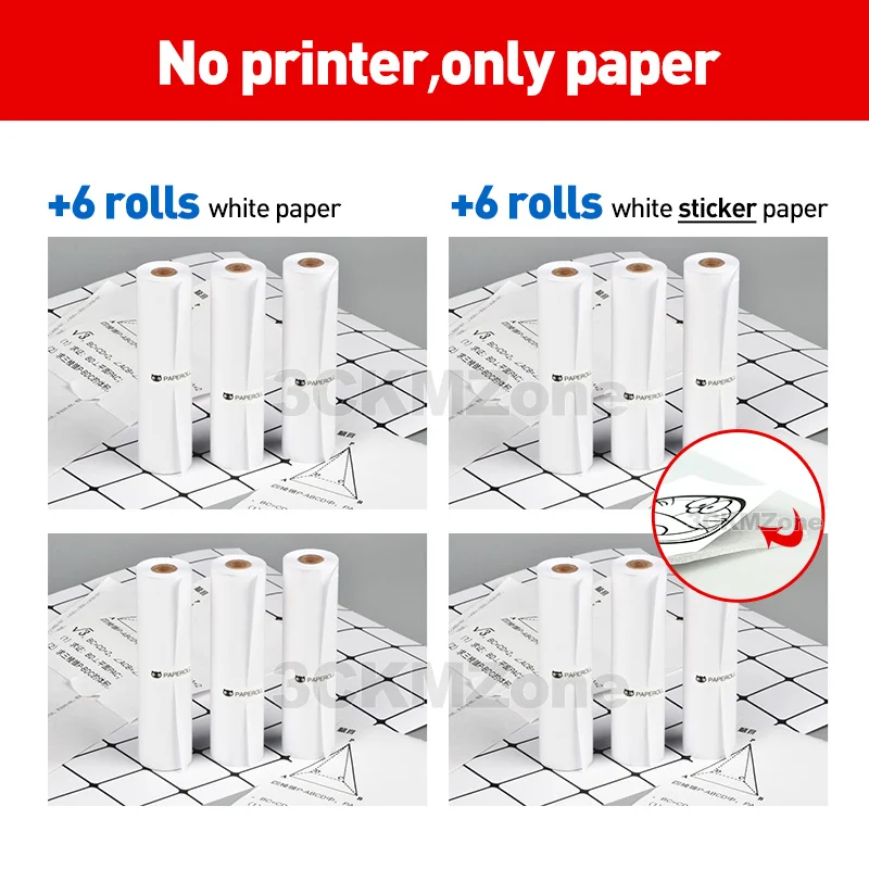 Only 12 rolls Paper Paperang MAX 112 мм портативный термопринтер с Bluetooth мини-фотопринтер для мобильного телефона android ios карманная машина - Цвет: Only 12 rolls Paper