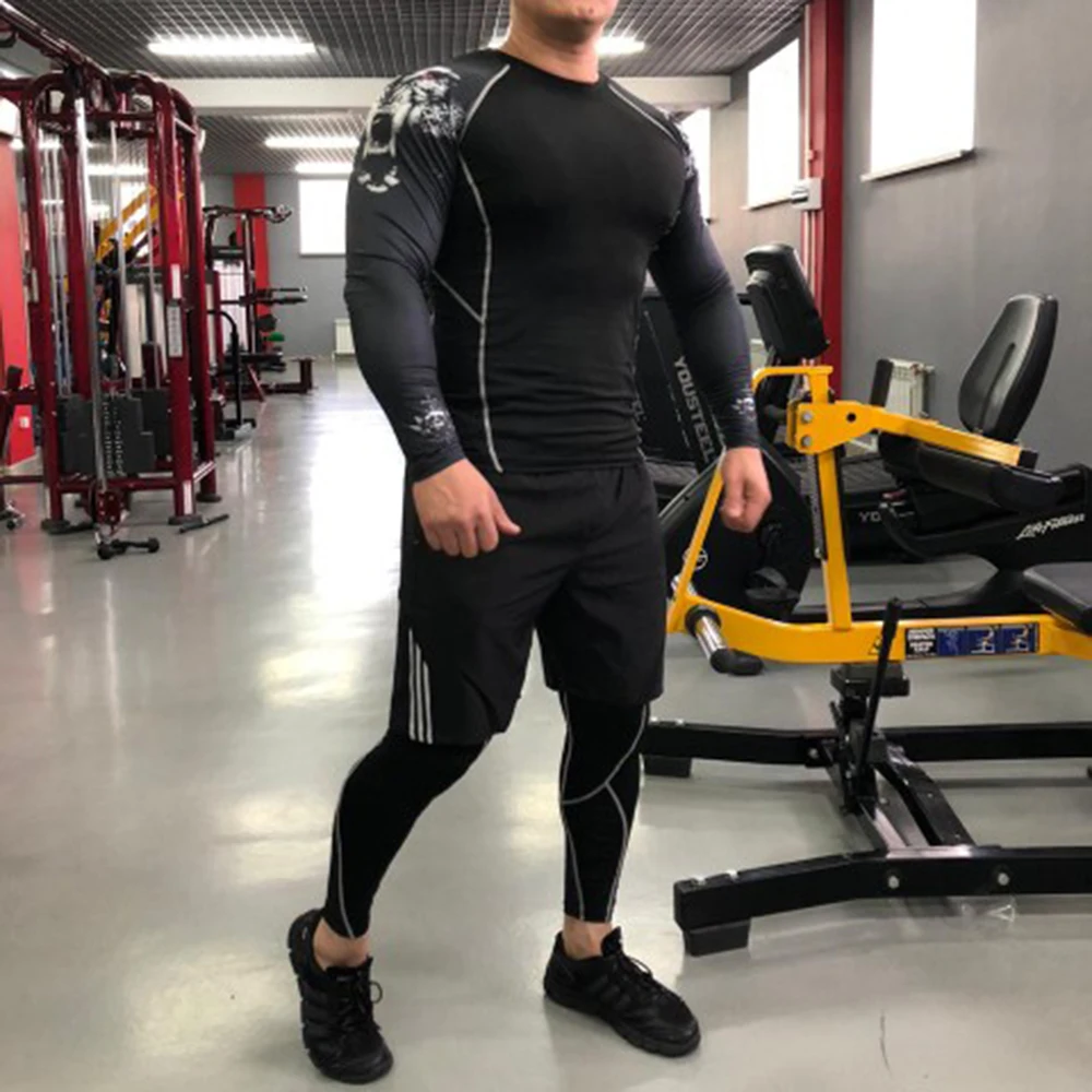 Размера плюс комплекты для бега 3 шт. спортивные костюмы компрессионные брюки +