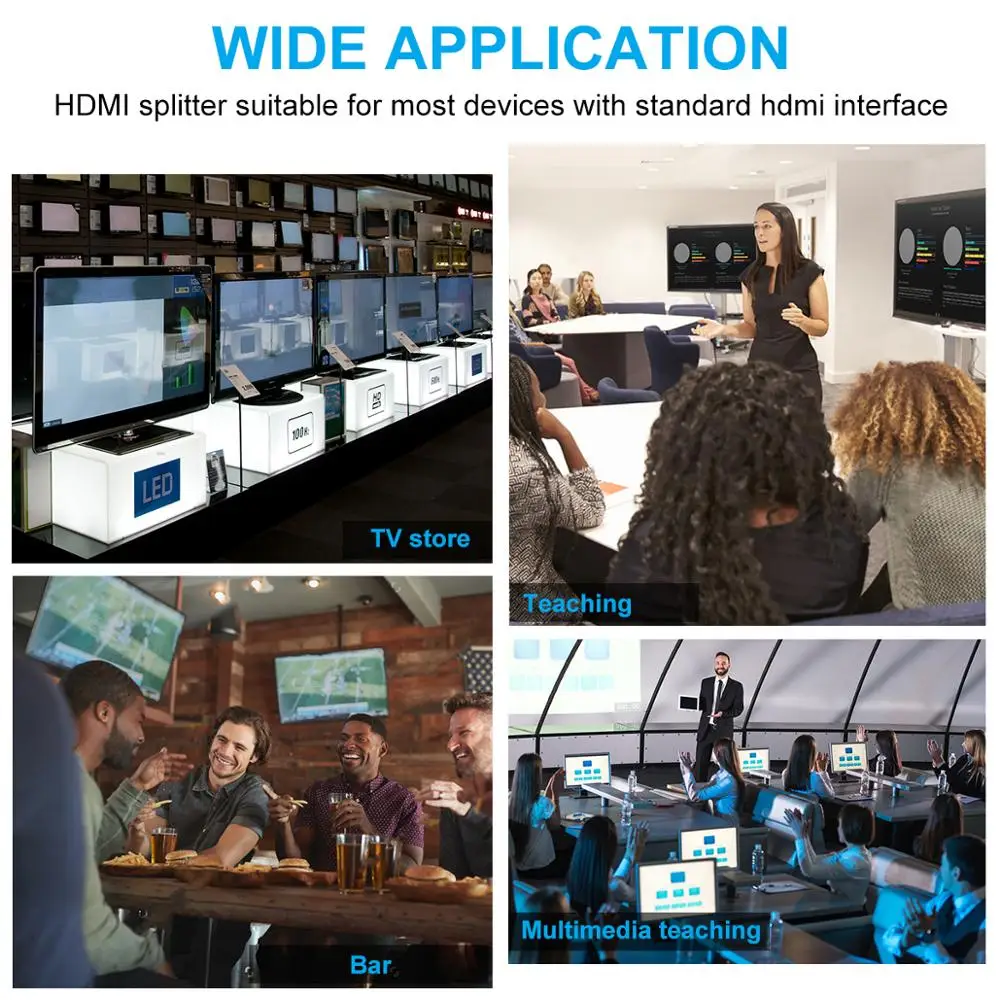 

HDMI Splitter 1x4, 1 in 4 Out UHD 4K@60Hz 4:4:4 Supports HDCP 2.2, 18 Gbps, HDR10, Dolby Vision, with Smart EDID