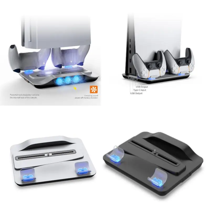 Вертикальный кронштейн для PS5 с основанием охлаждающего вентилятора зарядная