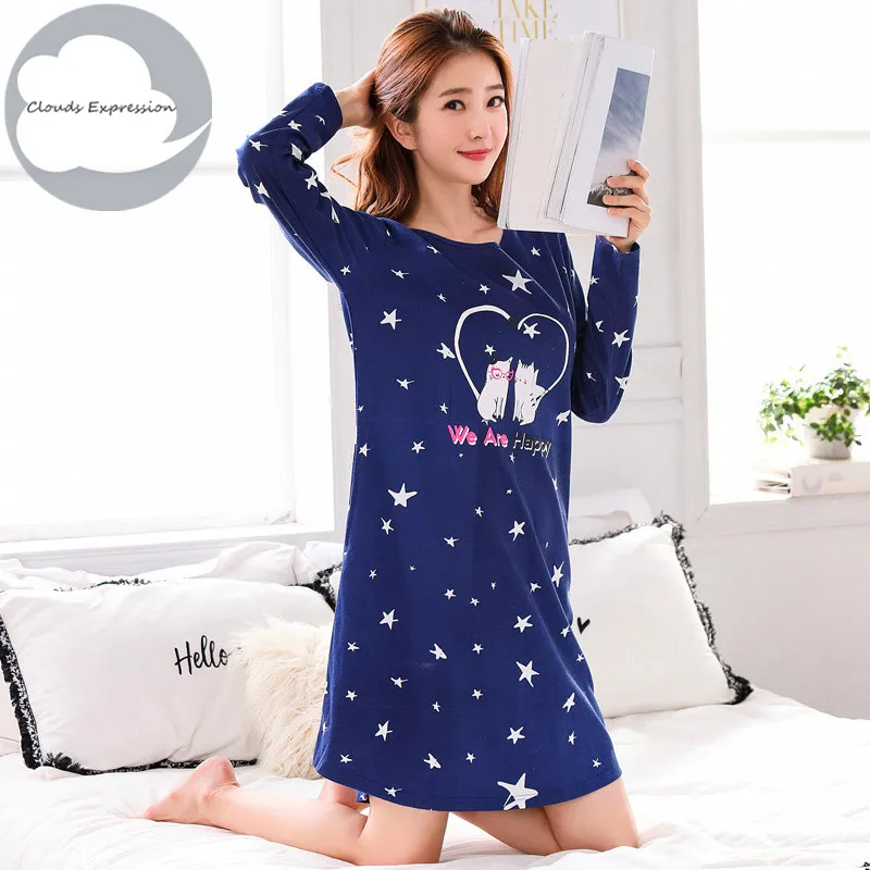 Рубашка ночная женская с длинным рукавом хлопок 35% цвет в ассортименте | Женская