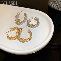 bilandi 925%c2%a0silver%c2%a0needle fashion jewelry hoop earrings 2021 new design high quality aaa zircon earrings for girl accessories