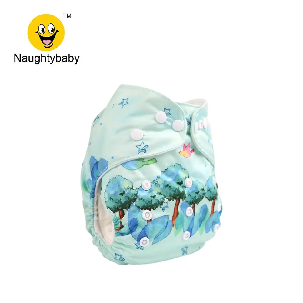 High Quality Baby Cloth Nappies Printing Adjustable Reusable Pocket Diapers Cover with Bamboo Charcoal Inserts Wholesale Price