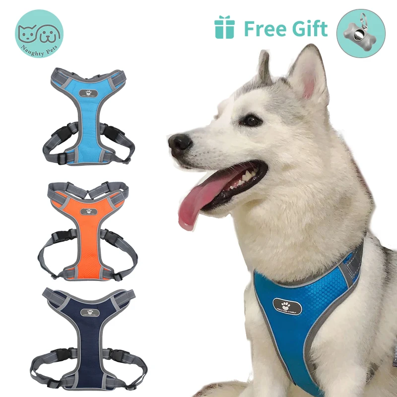 

Регулируемая Светоотражающая сетчатая шлейка для собак, жилет для средних и больших собак, аксессуары для питомцев хаски и Аляски