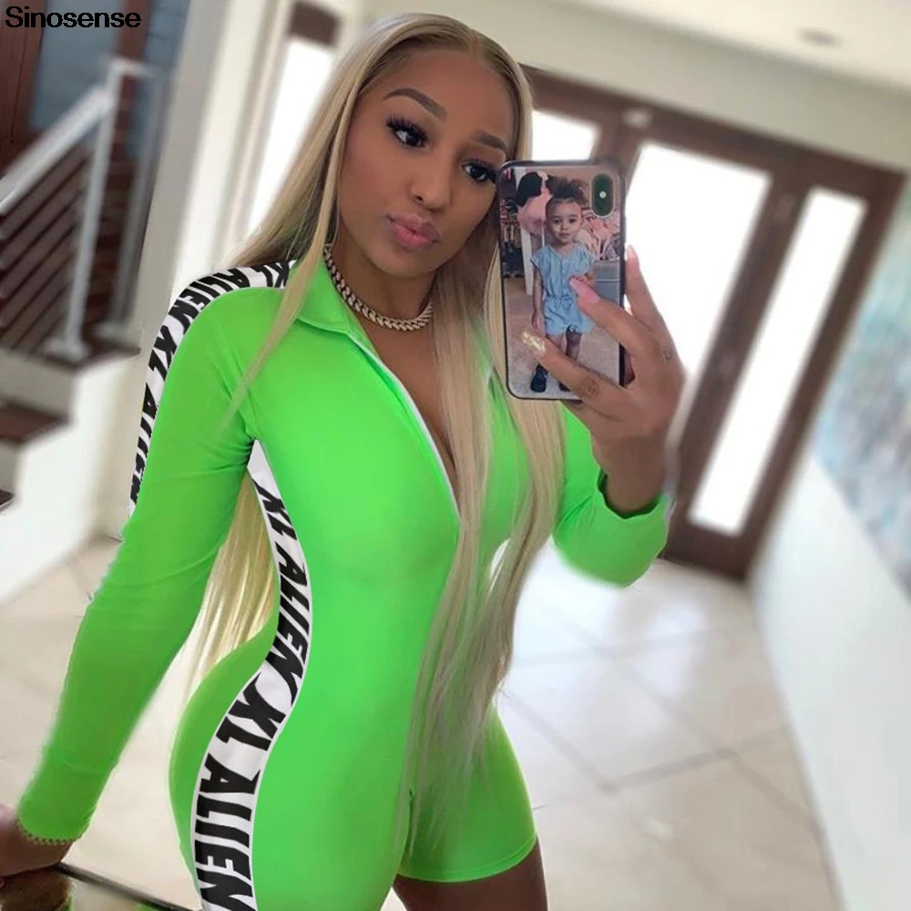 Осень Серый Черный Неоновый зеленый Женский Игровой костюм 2019 длинный рукав