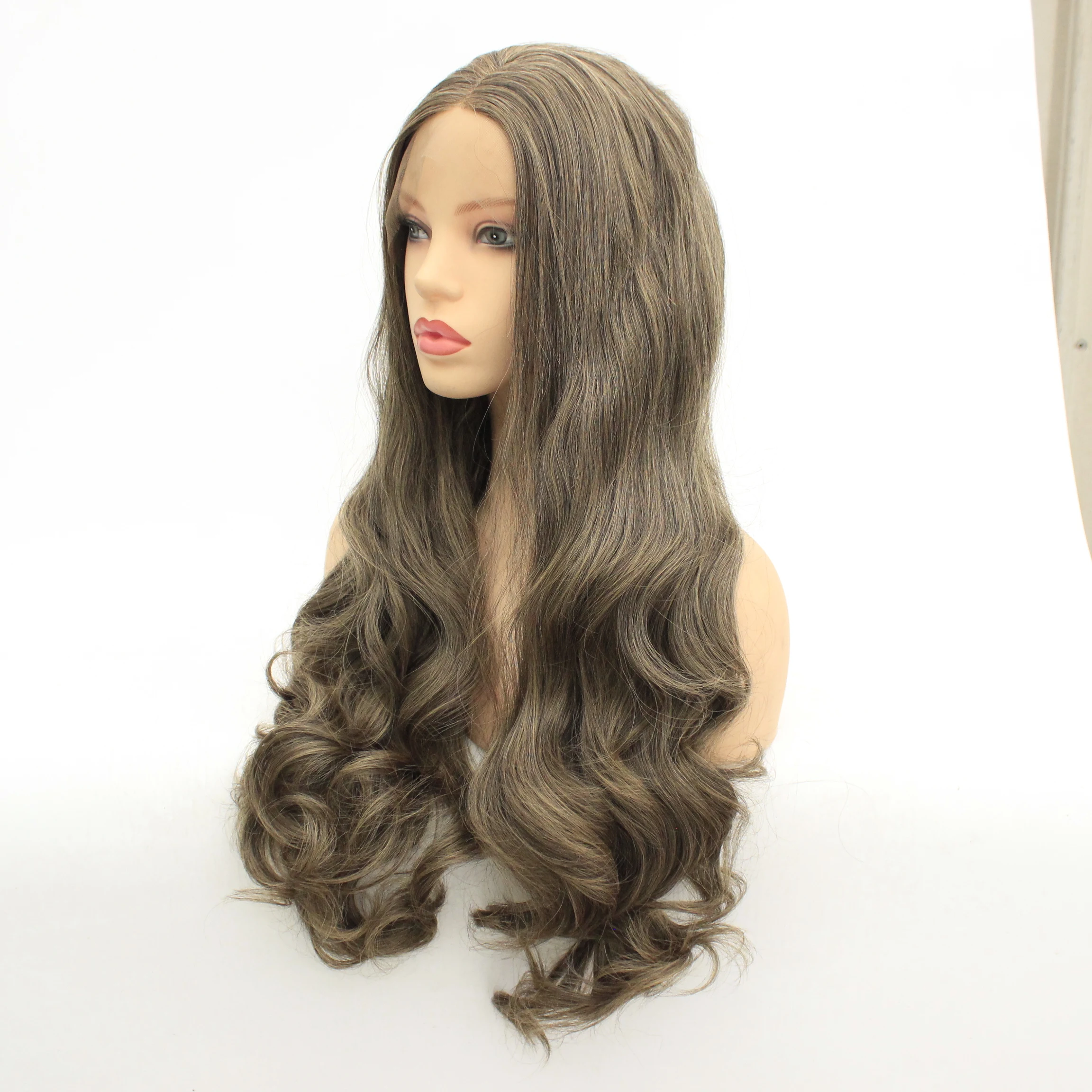 MRWIG средняя часть синтетический передний парик шнурка glueless 1b#2# длинные волнистые термостойкие волокна для женщин