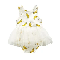 summer 2022 new baby newborn infant baby girls rompers cotton infant banana print o neck baby sleeveless cotton fart clothes