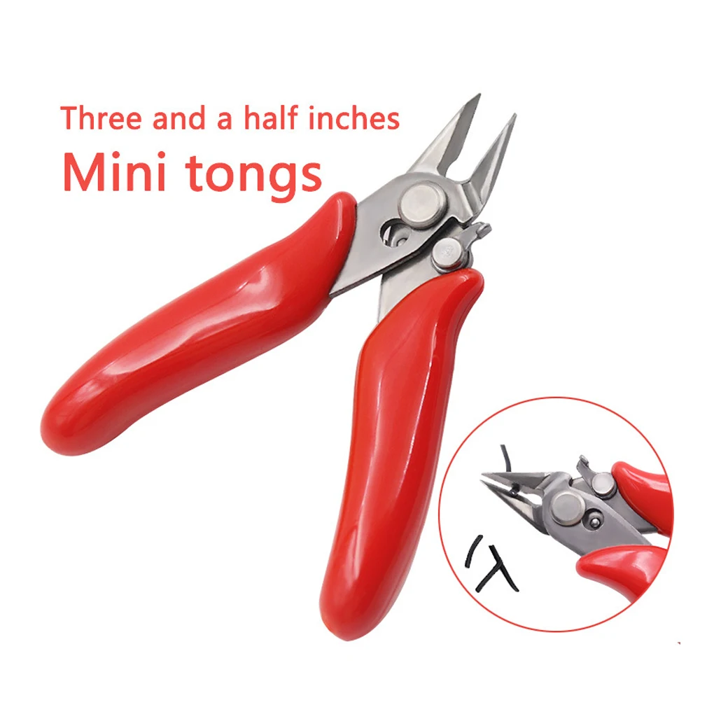 

3.5'' Mini Diagonal Pliers Wire Cutter Cutting Electronic Pliers Wires Insulating Rubber Handle Model Pliers with Lock Nipper