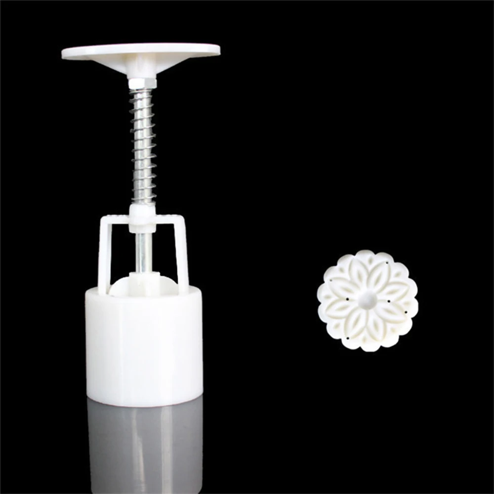 Round Flower Осенняя Праздничная Цветочная Форма для лунных пряников DIY ручное давление для теста и помадки формы для украшения торта инструменты Кондитерская выпечка инструмент TSLM1 - Цвет: Round Flower