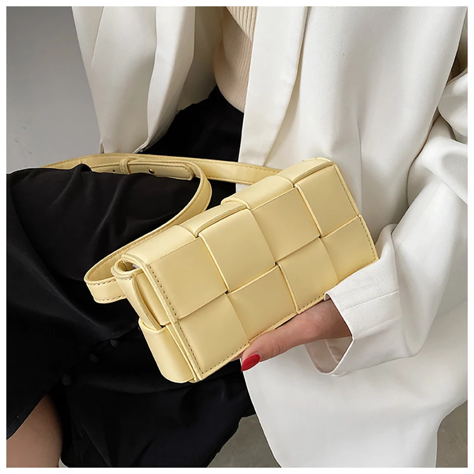 

High Quality PU Leather Woven Small Waist Bag Ladies Luxury Brand Designer Shoulder Bag Ladies Luggage Belt Chest Bag
