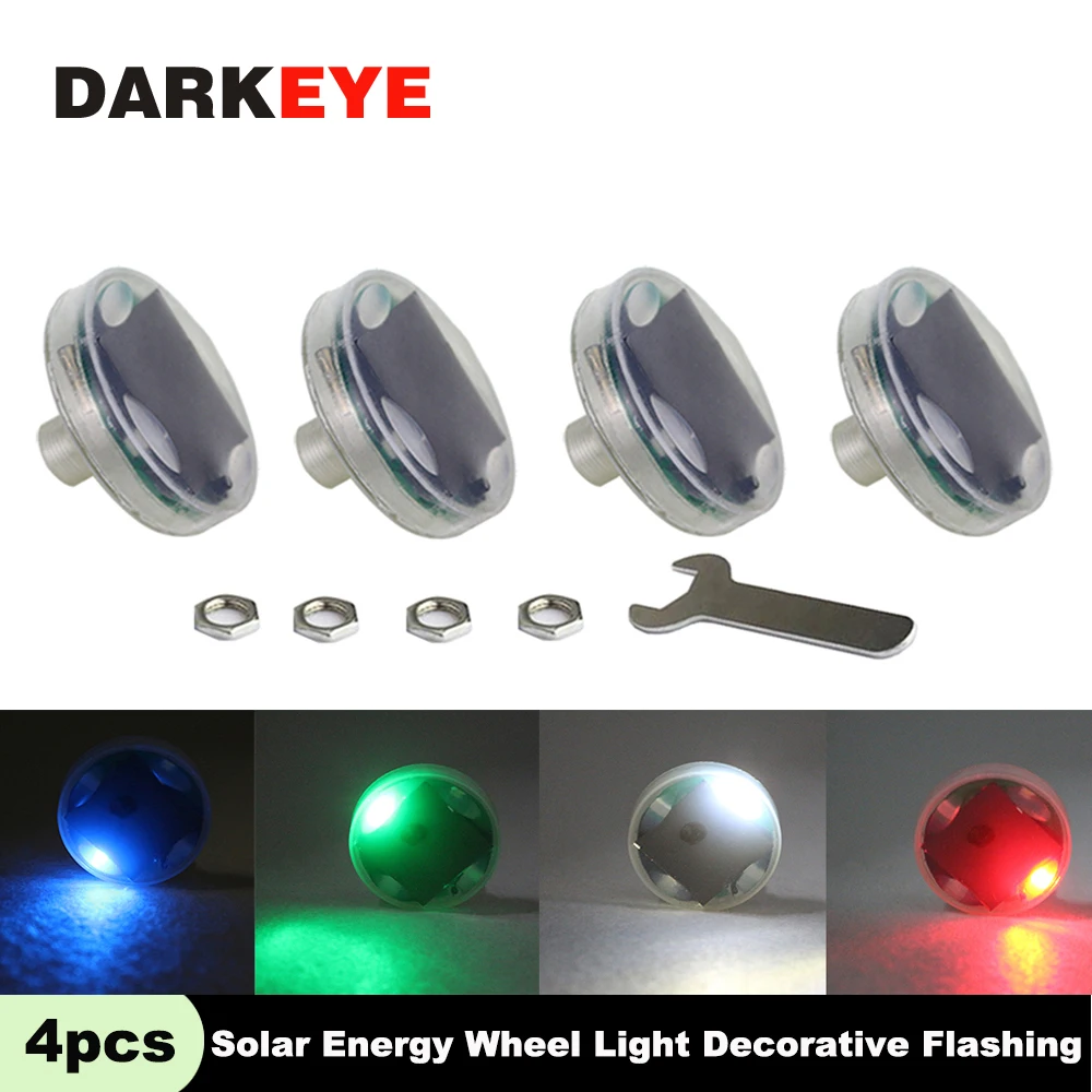 

4 шт. автомобильный водонепроницаемый светильник на колесах на солнечной энергии, декоративный мигающий Красочный Светодиодный светильник...