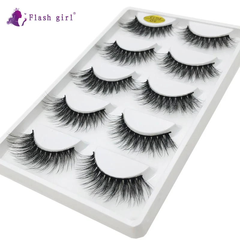 

5 Pairs Faux Mink Eyelashes Natural Thick Long Fake Eyelash Extension Soft Individual Eye Lashes For Daily Makeup 5D-FG13