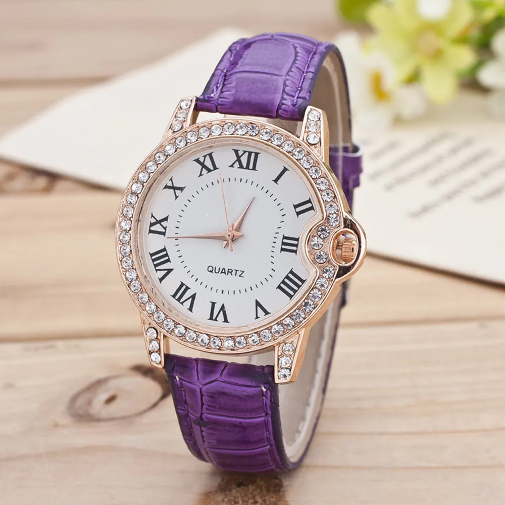 

NO.2 Ladies Watches Fashion New Geneva Women Watch Leather Band Stainless Steel Quartz Analog Wrist Watch Top Gift @F