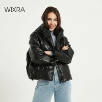 wixra womens jacket new fashion loose hooded parka jacket solid warm black coat ladies streetwear waterproof parkas autumn