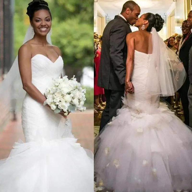 

Женское свадебное платье с юбкой-годе, с оборками