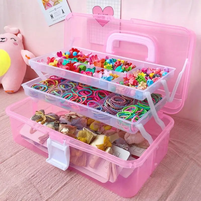 

Children's Hair Accessories Storage Box Girl Baby Rubber Band Headdress Desktop Finishing Dressing Artifact Cute Jewelry Case