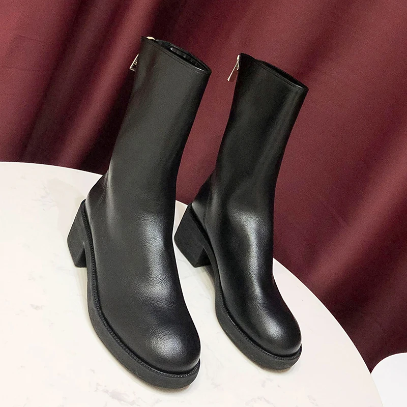 

Женские ботильоны модная обувь круглый носок на молнии и квадратном каблуке; Удобная мягкая обувь в западном стиле; Женские ботильоны; 2020 но...