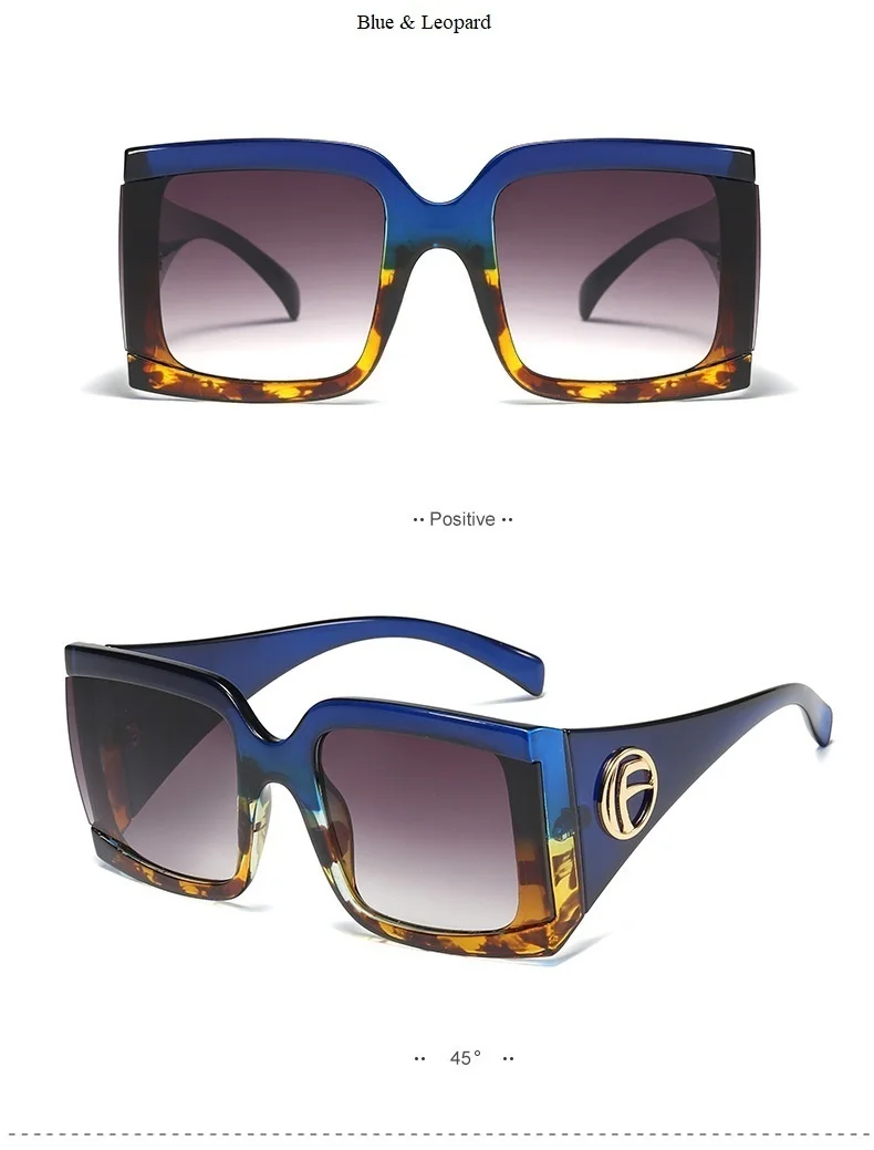 Wide Leg Oversized Sunglasses For Women Retro Print Letter Frame Celebrity Fashion Sun Glasses Men Black Square Eyewear Oculos