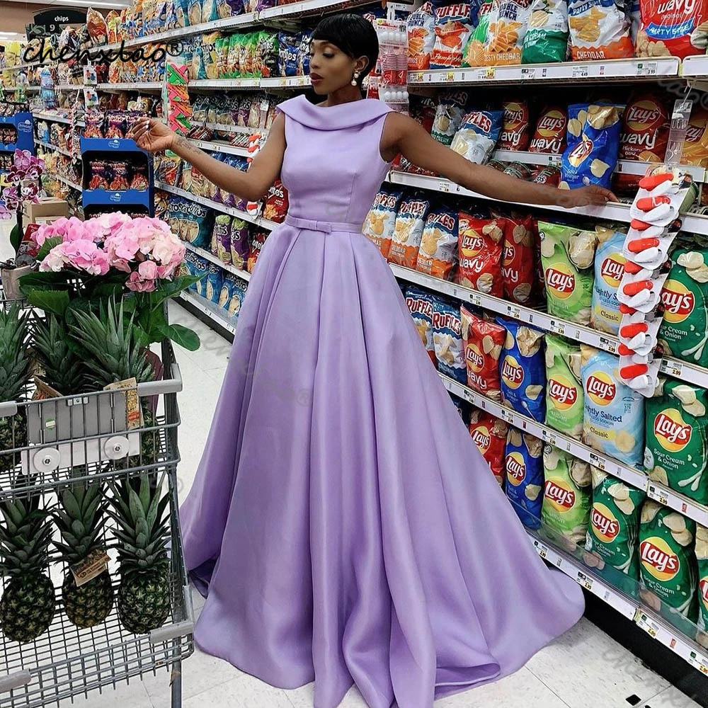 

Chenxiao Modern Lavender Satin Prom Dress Sexy Backless Pleated Women Evening Drsses Formal Party Gowns Night Club Outfits 2022