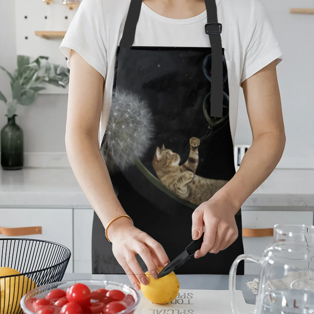 Фартук комплект Одуванчик кошка кухня нагрудник печь митенки для приготовления