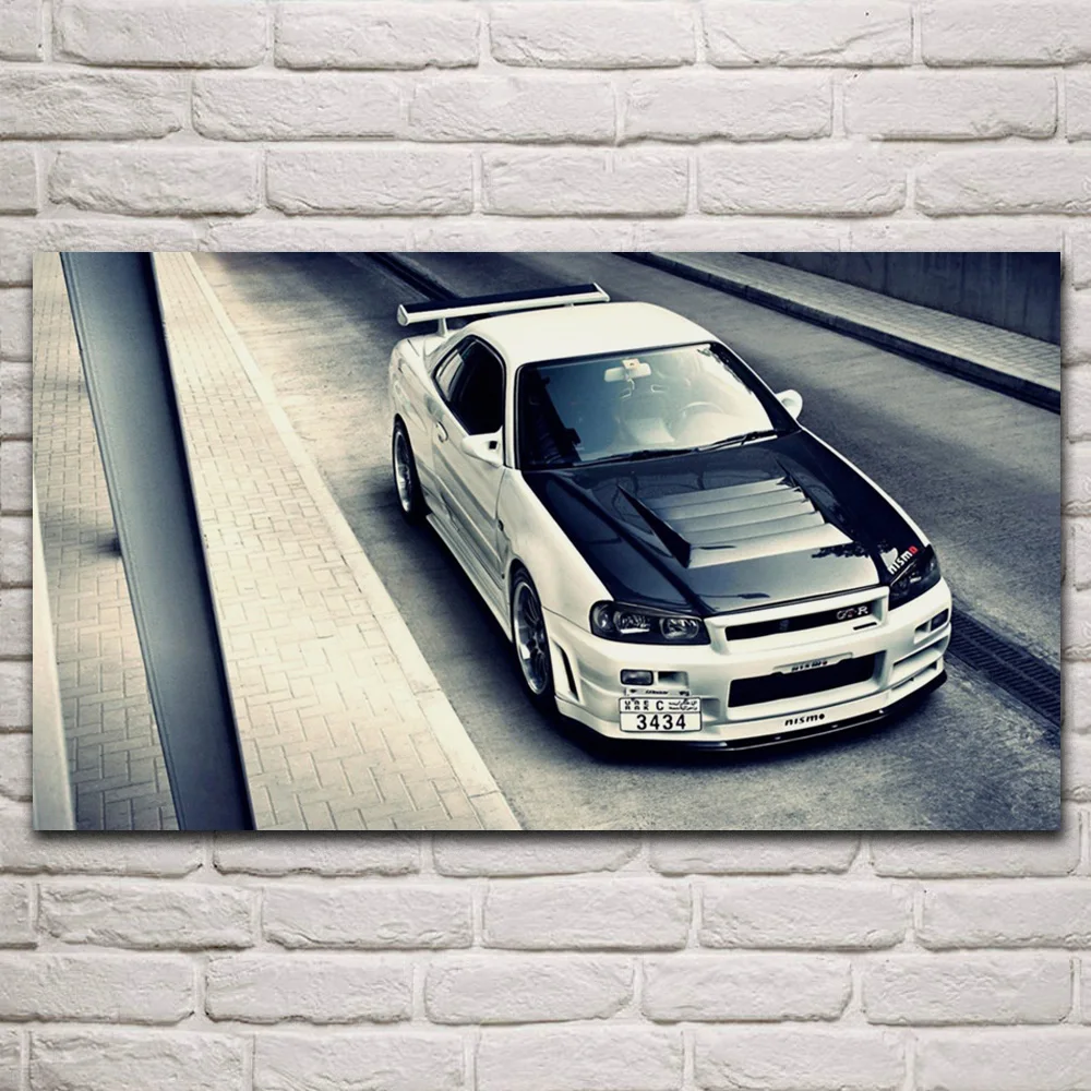 

Modified Skyline R34 GT R supercar artwork fabric posters on the wall picture living room home decoration art KQ661