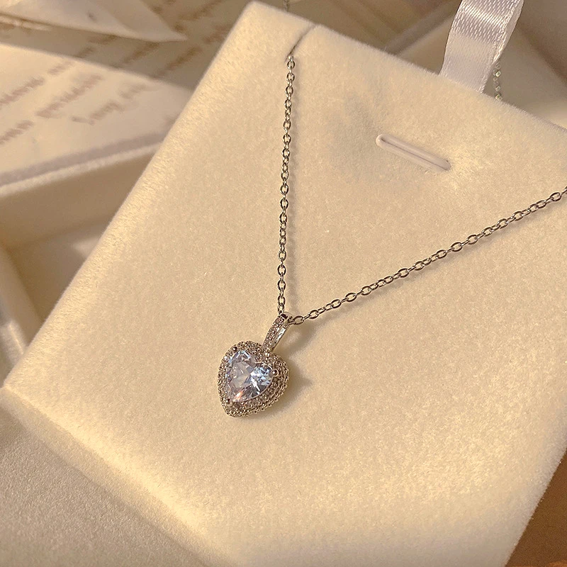 

Новый популярный дизайн, цепочка с кулоном из нержавеющей стали 316L в виде сердца и кристаллов, ожерелье для женщин и девушек, ювелирные изде...