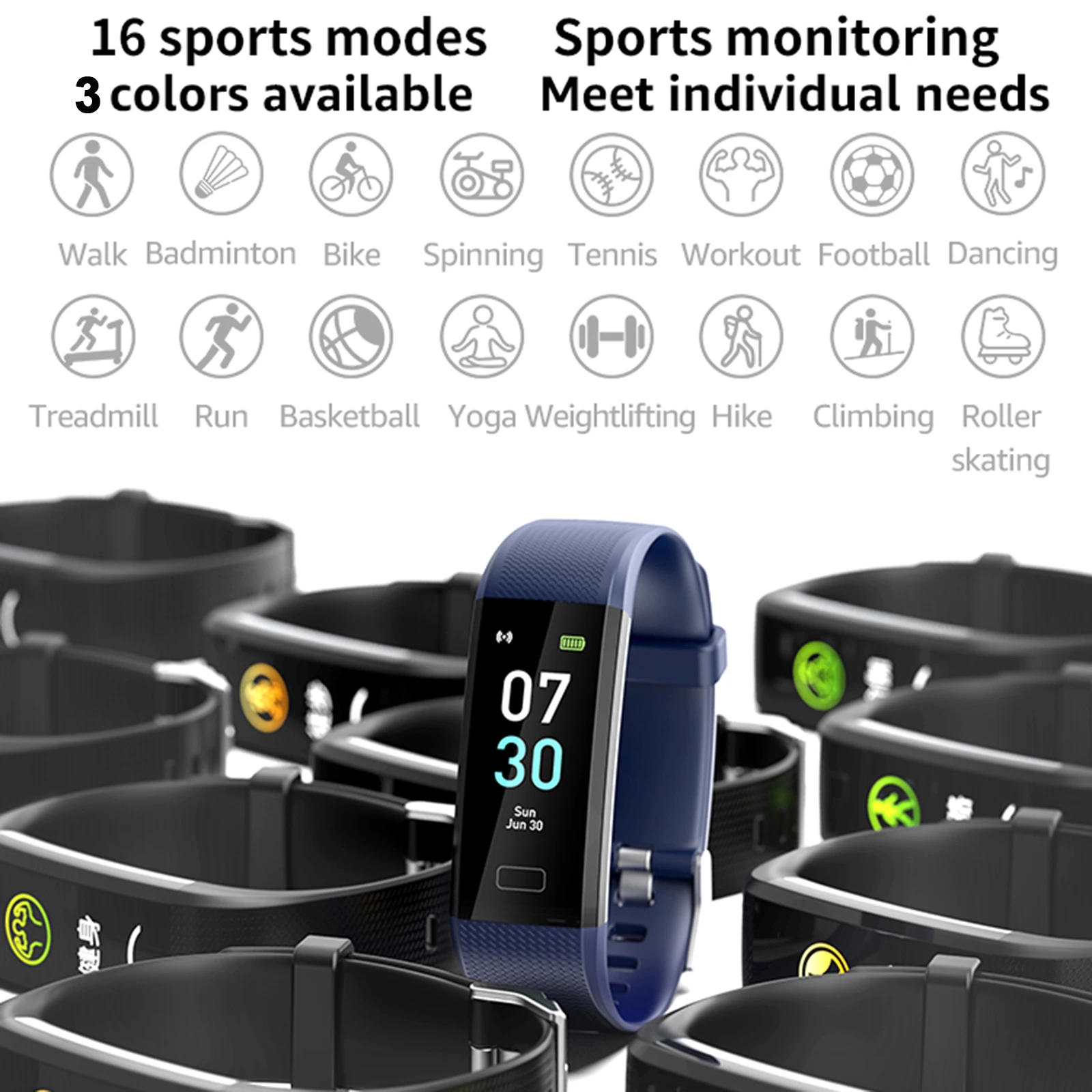 

Fitness Tracker Step Caolorie Sport Bracelet Smart Waterproof Heart Rate Exercise Monitoring Black Sleep Monitor