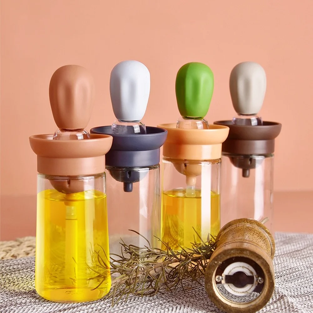 1pcs portable silicone oil bottle with brush grill oil brushes household baking oil brush pancake brush kitchen bbq gadgets new free global shipping