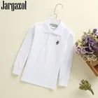 Jargazolосенняя одежда для подростков рубашка-поло для мальчиков спортивные рубашки-поло с вышитым медведем и отложным воротником Топы для маленьких детей