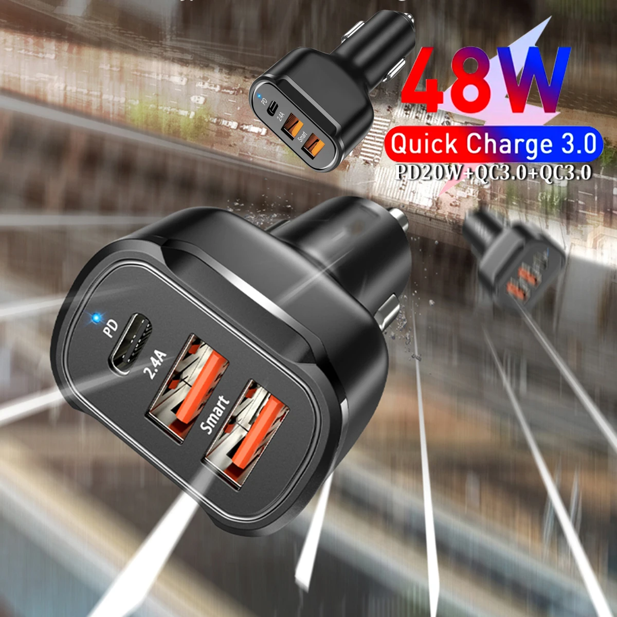 Автомобильное зарядное устройство PPS PD QC 3 USB металлическое быстрое для iPhone 12 Xiaomi