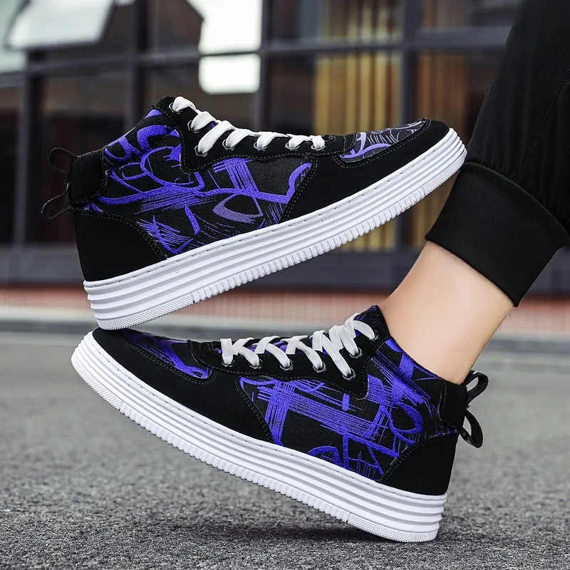 

Men's shoes New men's rest shoes Fashion outdoor sports shoes Trend high-top canvas shoes Korean lace-up shoes All-match shoes