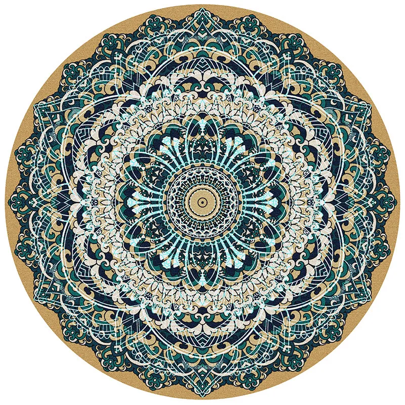 

Nordic Ethnic Style Round Large Area Rug for Bedroom Bohemia Woven Cotton Rug Carpet Knitting Floor Mat 120cm 140cm 160cm