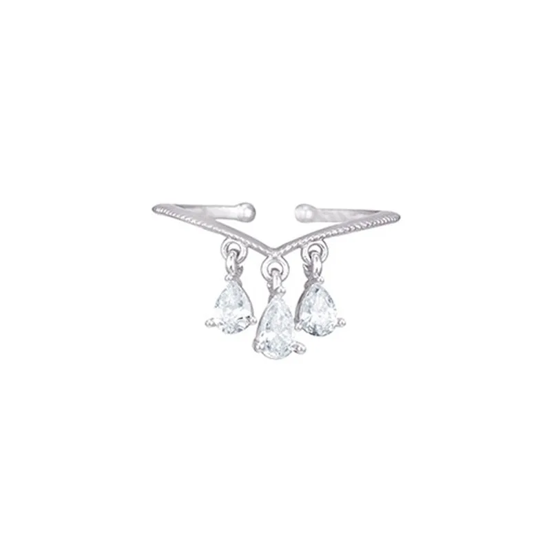 

New Fashion Silver Color Water Droplets Rings Aurora Zircon Colorful Polar Bear Ring For Women Girl Birthday Party Gifts Jewelry