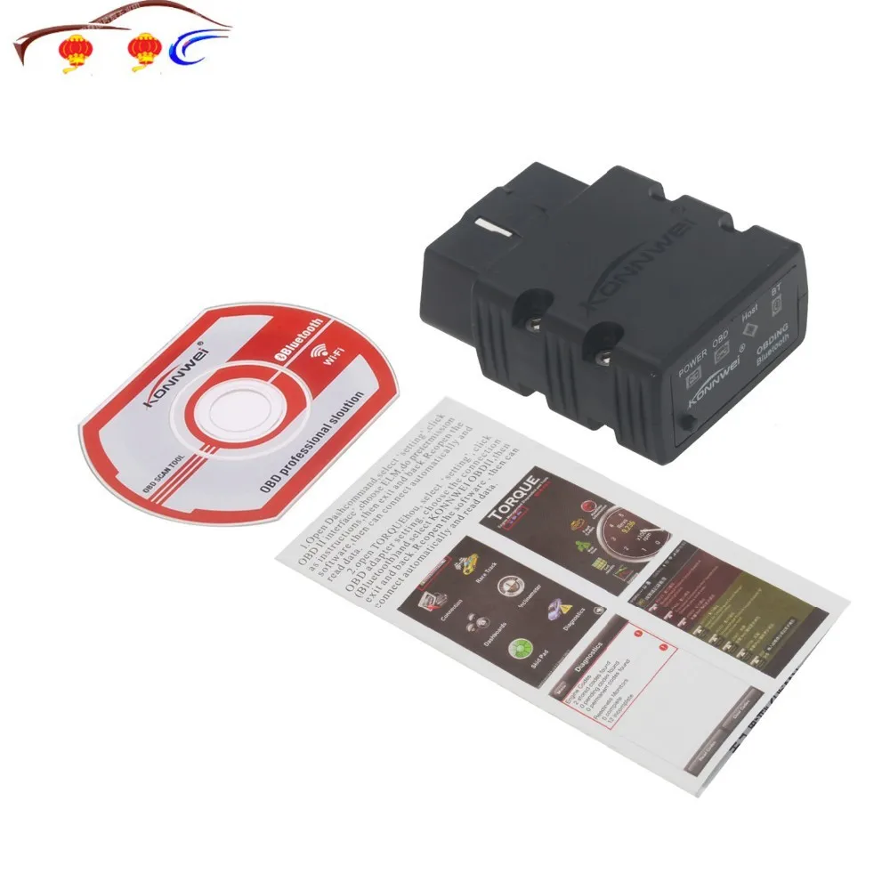 

Konnwei KW902 ELM327 V1.5 OBD2 Bluetooth / Wifi OBDII CAN-BUS Diagnostic Car Scan Tool Works on iOS iPhone Android Phone