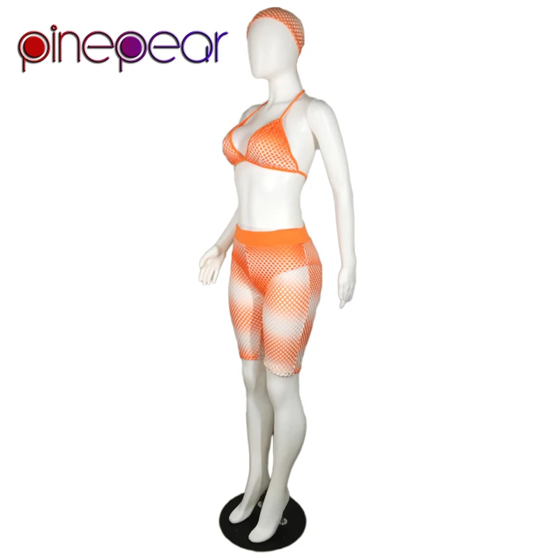 Пикантный сетчатый комплект из 3 предметов с рисунком ананаса женский платок на