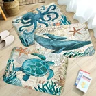 Напольный коврик в морском стиле, коралловый флисовый коврик для гостиной с рисунком морской черепахи, нескользящий коврик, домашний декор