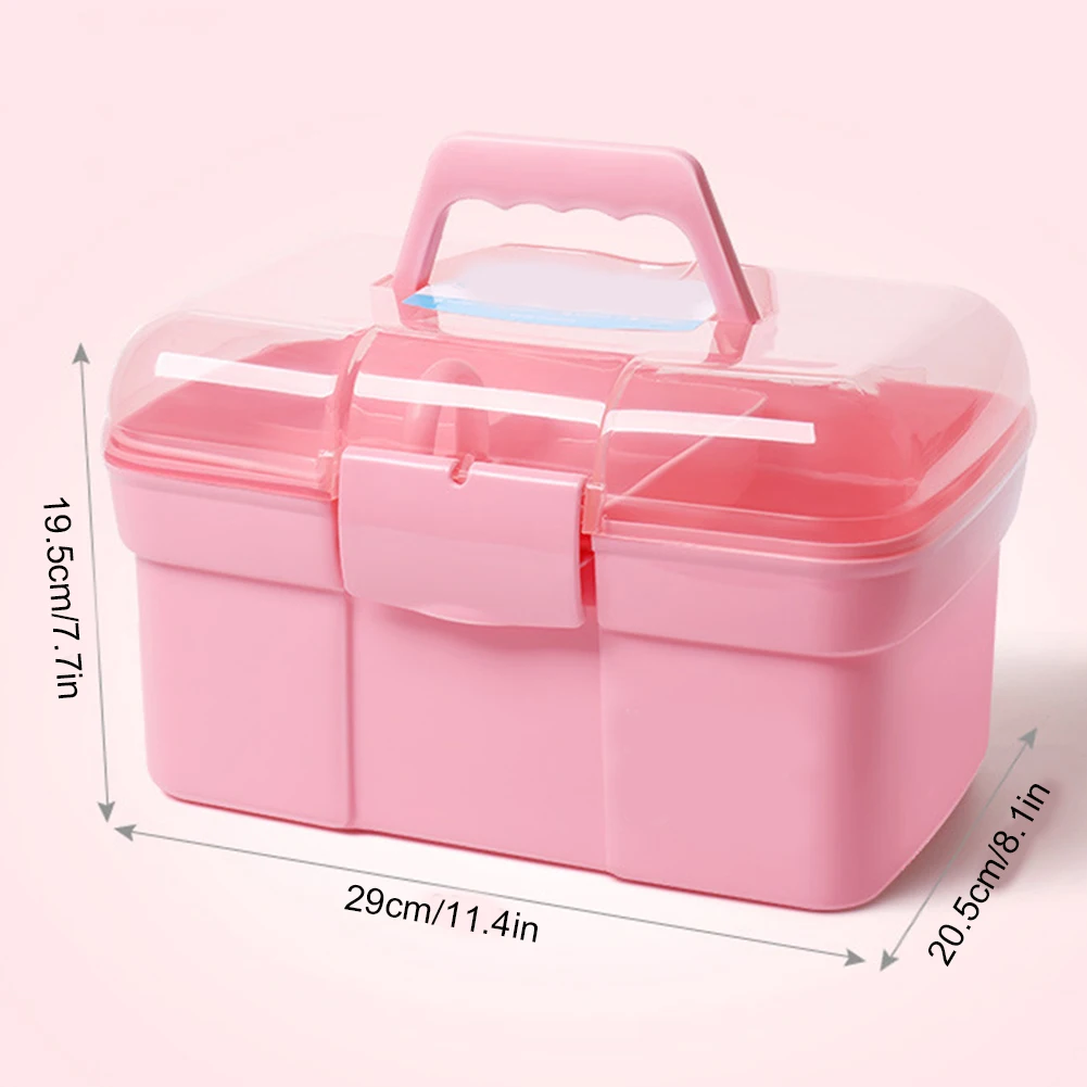 

Plastic Nail Tool Case Large Capacity Manicure Tool 2 Layer Hand Hold Desktop Multi Functional Plastic Storage Box Nail Tool Art