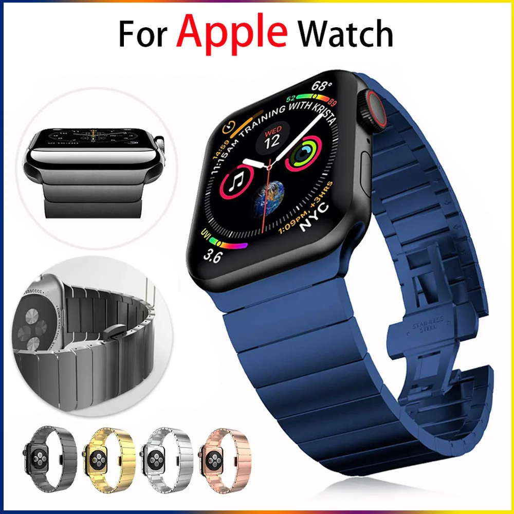 Ремешок из нержавеющей стали для Apple Watch band 6 se 5 4 3 44 мм 40 металлический браслет iwatch