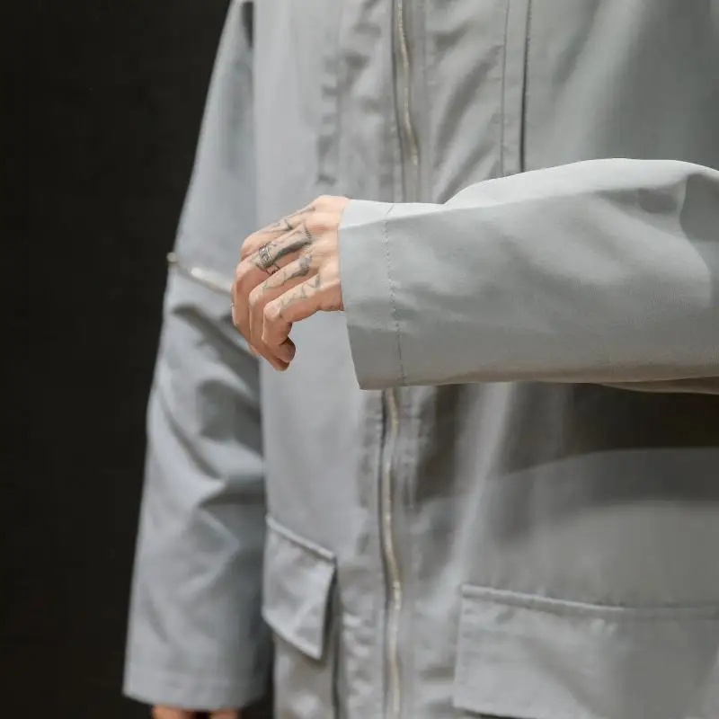 Liketkit, мужские осенние тренчи с капюшоном,, мужские однотонные свободные толстые куртки с карманами, мужские повседневные японские длинные пальто больших размеров