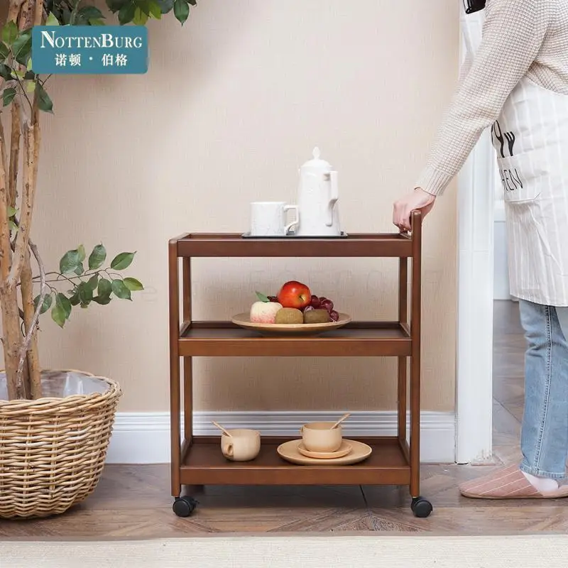 Подвижная тележка для обеденного автомобиля из твердой древесины