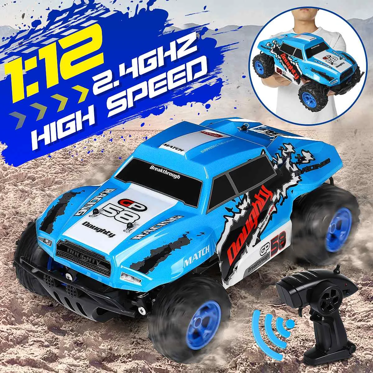 

1:12 Scale RC Car High Speed Remote Control Car 4WD All Terrains Off Road Monster Trucks 2.4GHz Hobby Toys Cars Rock
