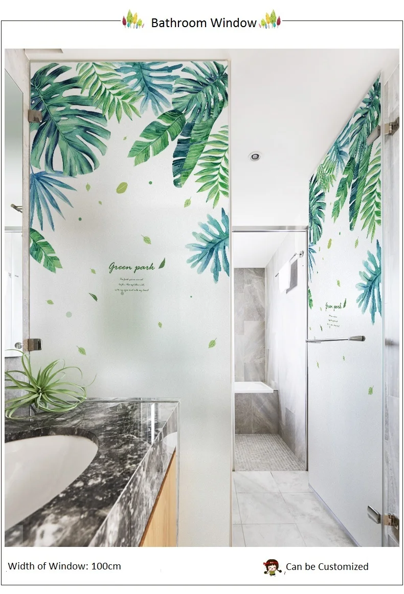 Водонепроницаемая оконная пленка Nortic Green Leave Home матовая непрозрачная абразивная статическая конфиденциальность Балкон Ванная комната наклейки стеклянная наклейка