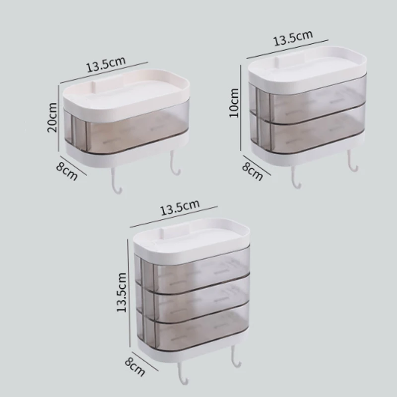 

Bathroom Soap Box Wall-mounted Multi-layer Soap Box Toilet Rotatable Drain Soap Box Multifunctional Toiletry Rack