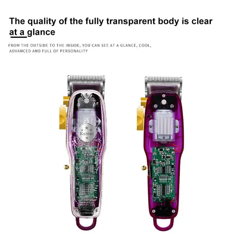 

Professional Transparent Hair Clipper Barber Haircut Sculpture Cutter Rechargeable Razor Trimmer Adjustable Cordles Edge For Men