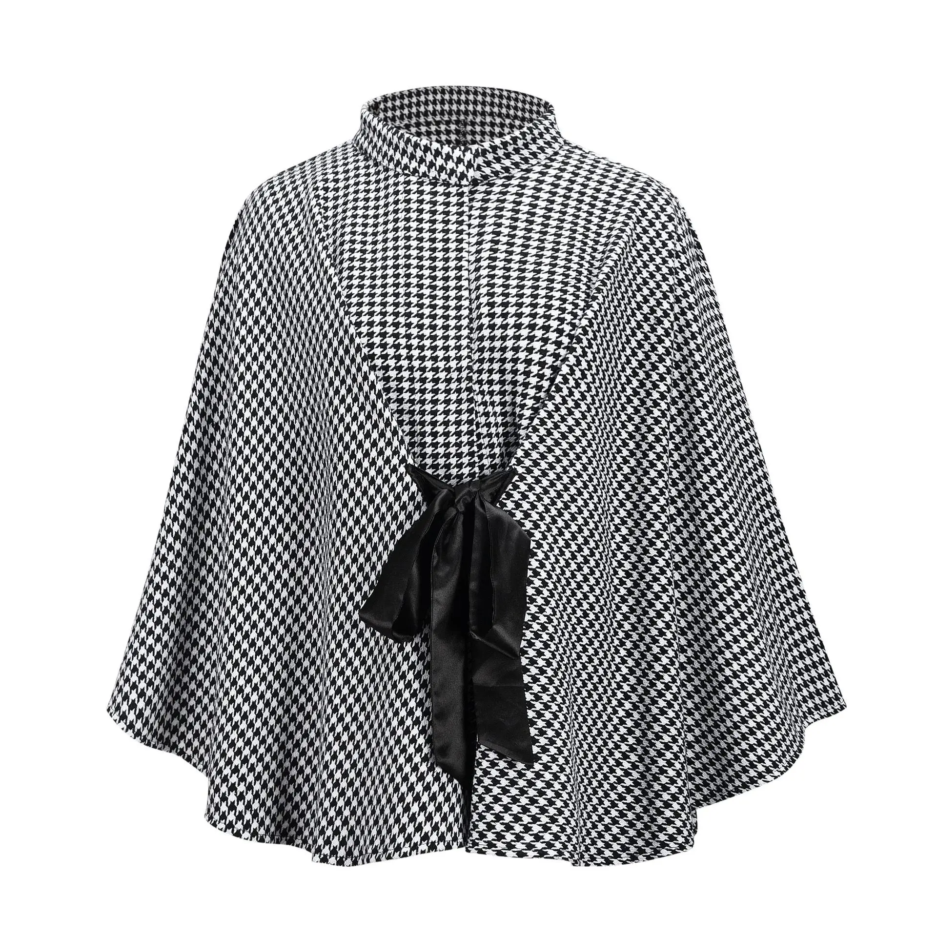 

New Plaid Coat Woolen Coat Women Coats Fashionable and Simple Warm Loose Lace Up Cape Top Fall Clothes for Women KZ111