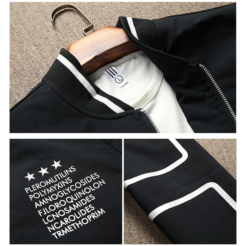 

Spring autumn New Men's Bomber Zipper Jacket Male Casual Streetwear Hip Hop Slim Fit Pilot Coat Men Clothing Plus Size M-4XL