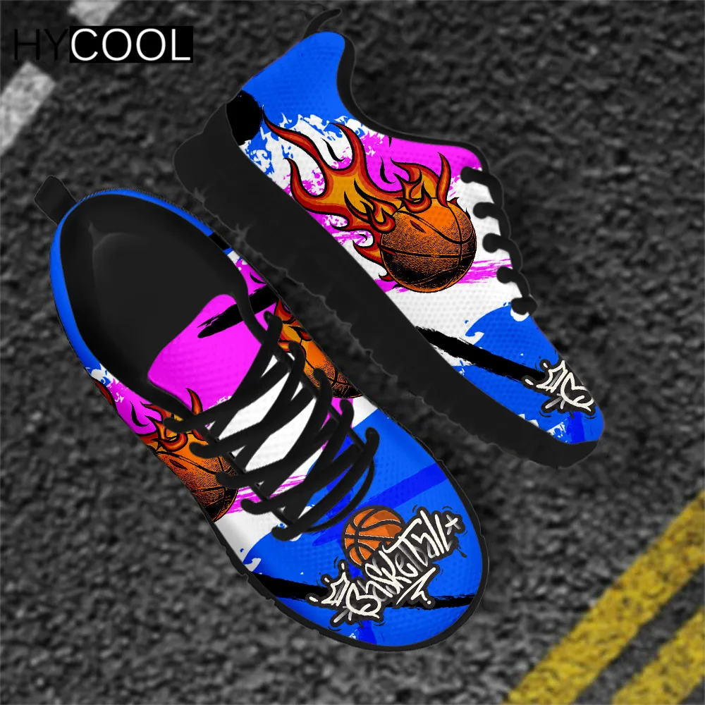 

HYCOOL New Ariival Cool Fire Basketball Design Printing Team Sports Shoes Men's Casual Outdoor Running Sneakers Breathable Shoes