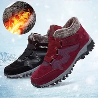 lucyever new waterproof snow boots women winter 2021 hook loop warm thick plush ankle boots woman soft non slip hiking shoes